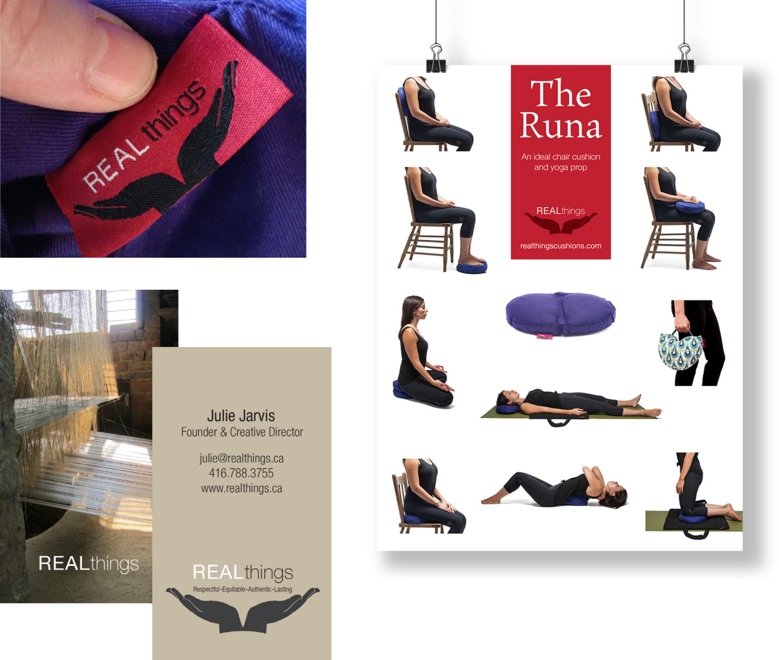 REALthings logo, business card and poster