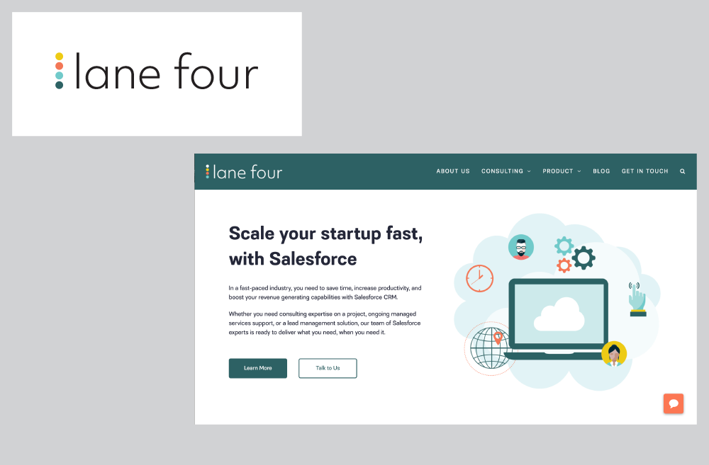 Lane Four logo and web page