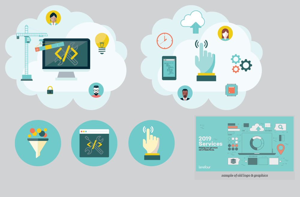 Lane Four web graphics and icons